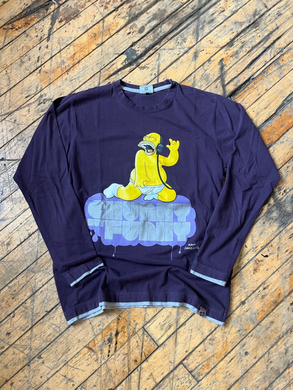 2011 Simpsons Graphic Long Sleeve Tee - Purple with Yellow Character